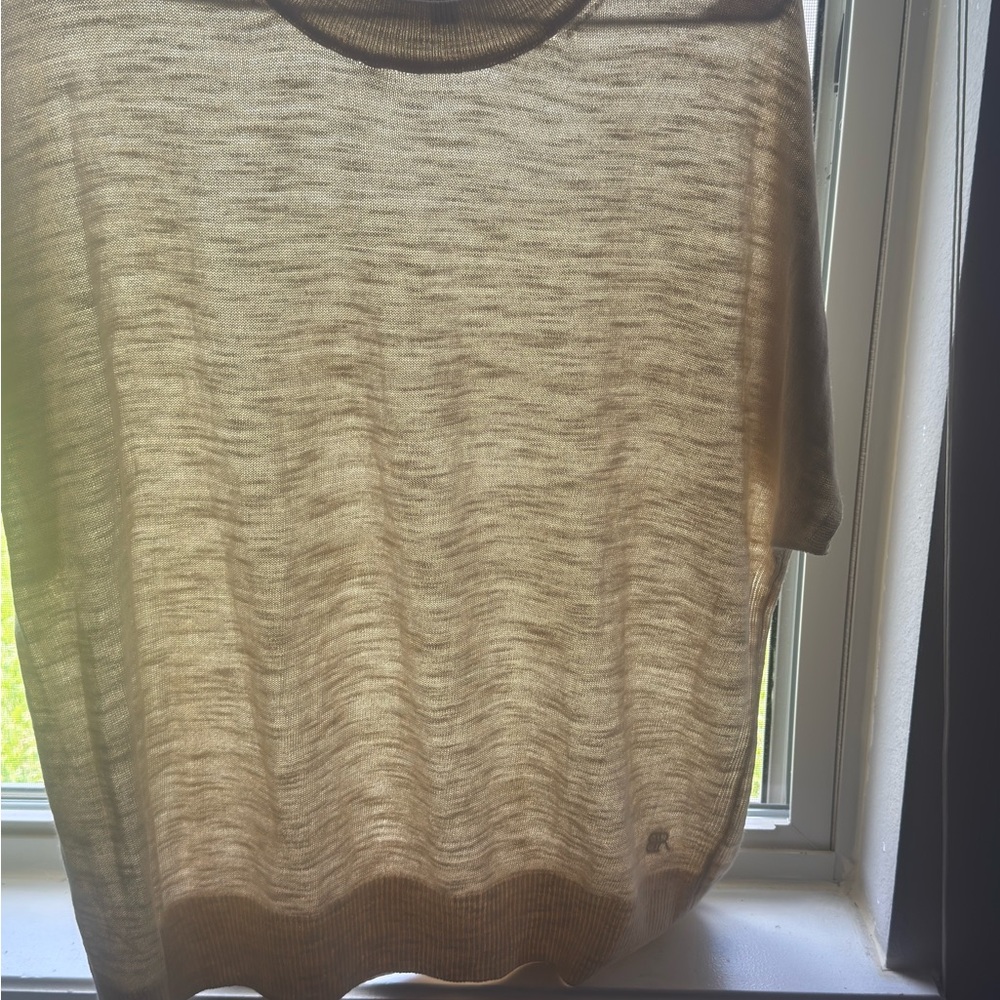 Banana Republic Sheer Taupe Short Sleeve Knit Tee